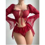 Strap Sleep Dress Erotic Lingerie Sleepwear Embroidered Design - Image 6